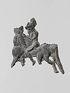 Lead figure of a horseman by Unknown Artist