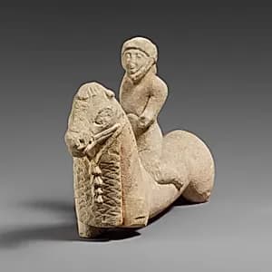 Limestone horse with a rider by Unknown Artist