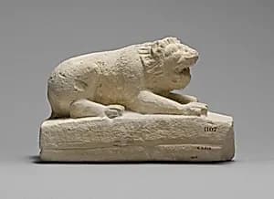 Limestone statuette of a lion by Unknown Artist