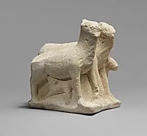 Limestone statuette of three animals by Unknown Artist