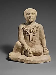 Limestone temple boy by Unknown Artist