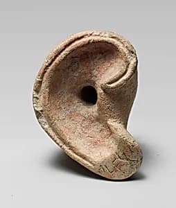 Limestone votive ear by Unknown Artist