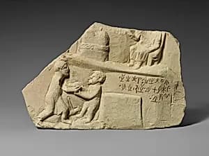 Limestone votive relief by Unknown Artist