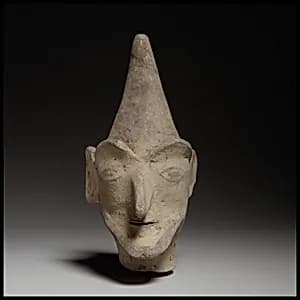 Male head wearing a helmet by Unknown Artist