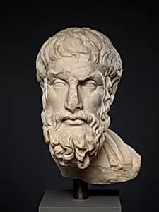 Marble head of Epikouros by Unknown Artist