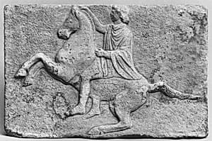 Marble relief with a horseman by Unknown Artist