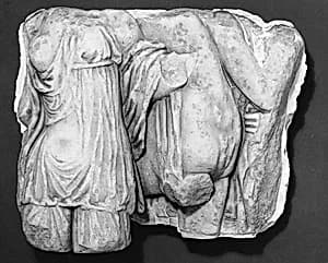 Marble sarcophagus fragment by Unknown Artist