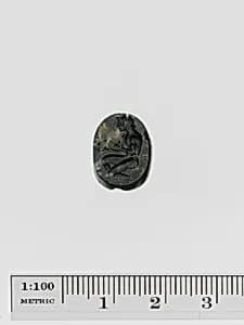 Moss agate scaraboid seal by Unknown Artist