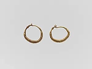 Pair of gold earrings by Unknown Artist