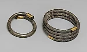 Silver bracelet with gold terminals by Unknown Artist