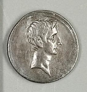 Silver denarius of Octavian by Unknown Artist