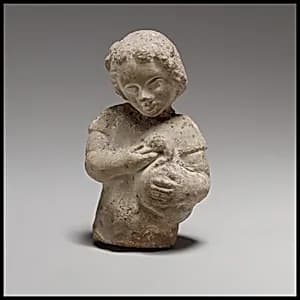 Standing boy with a goose by Unknown Artist