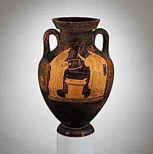 Terracotta amphora (jar) by Eucharides Painter