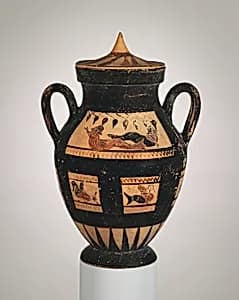 Terracotta amphora with lid by Unknown Artist