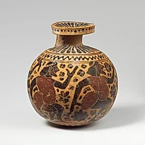 Terracotta aryballos (oil flask) by New York Comast Painter