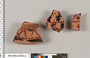Terracotta fragments of a lid  by Unknown Artist