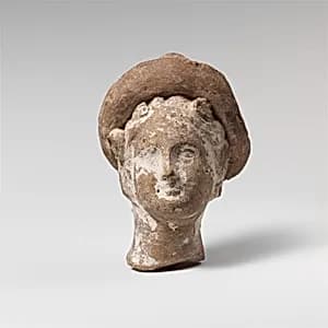Terracotta head of a woman by Unknown Artist