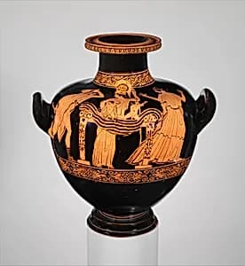 Terracotta hydria: kalpis (water jar) by Nausicaä Painter