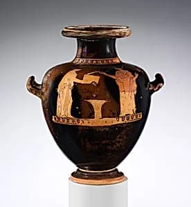 Terracotta hydria: kalpis (water jar) by Shuvalov Painter