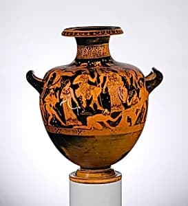Terracotta hydria: kalpis (water jar) by Meleager Painter