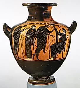 Terracotta hydria: kalpis (water jar) by Eucharides Painter
