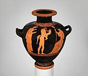 Terracotta hydria: kalpis (water jar) by Villa Giulia Painter
