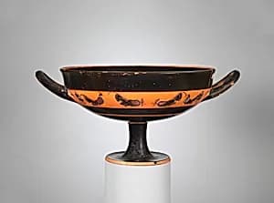 Terracotta kylix: band-cup (drinking cup) by Elbows Out