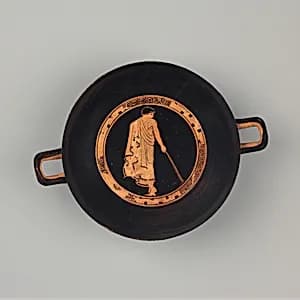Terracotta kylix (drinking cup) by Antiphon Painter