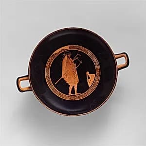 Terracotta kylix (drinking cup) by Pistoxenos Painter