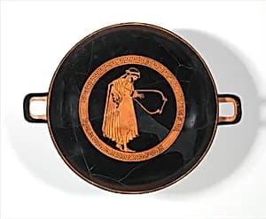 Terracotta kylix (drinking cup) by Dokimasia Painter