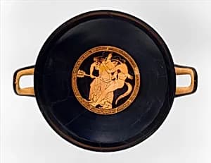Terracotta kylix (drinking cup) by Makron
