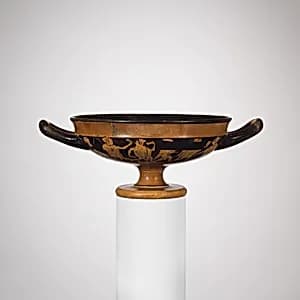 Terracotta kylix (drinking cup) by Hegesiboulos Painter|Hegesiboulos