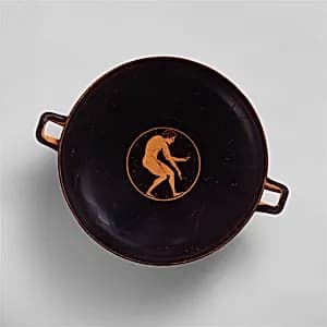 Terracotta kylix (drinking cup) by Euergides Painter