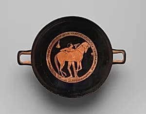 Terracotta kylix (drinking cup) by Onesimos