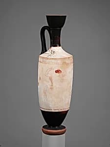 Terracotta lekythos (oil flask) by Quadrate Painter
