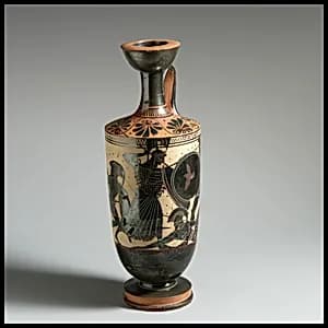 Terracotta lekythos (oil flask) by Athena Painter