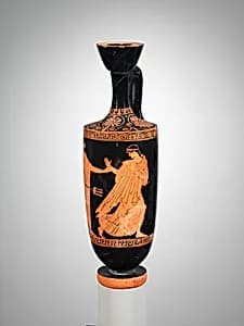 Terracotta lekythos (oil flask) by Achilles Painter