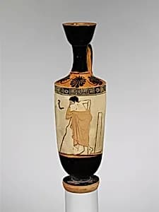 Terracotta lekythos (oil flask) by Unknown Artist