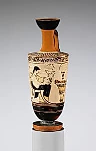 Terracotta lekythos (oil flask) by Icarus Painter