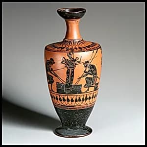 Terracotta lekythos (oil flask) by Painter of Vatican G.31