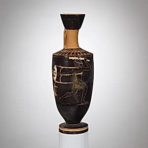Terracotta lekythos (oil flask) by Unknown Artist