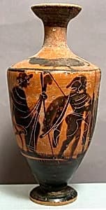 Terracotta lekythos (oil flask) by Attributed to the Cock Painter