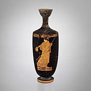 Terracotta lekythos (oil jar) by Oionokles Painter