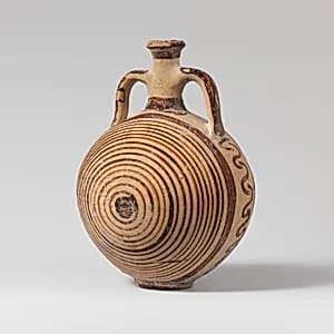 Terracotta lentoid flask by Unknown Artist
