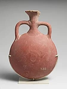 Terracotta lentoid flask by Unknown Artist