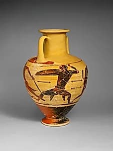 Terracotta neck-amphora (jar) by Painter of the Vienna Stamnos 318
