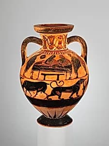 Terracotta neck-amphora (jar) by Ptoon Painter