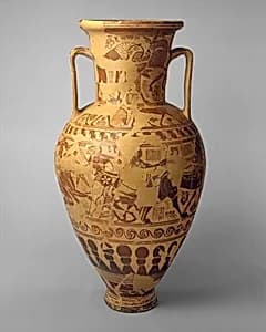 Terracotta neck-amphora (storage jar) by New York Nessos Painter