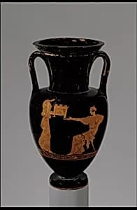 Terracotta Nolan neck-amphora (jar) by Painter of London E 317