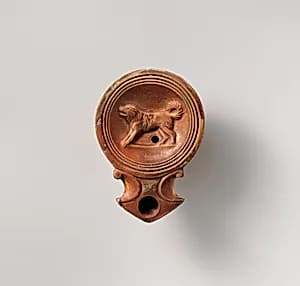 Terracotta oil lamp by Unknown Artist